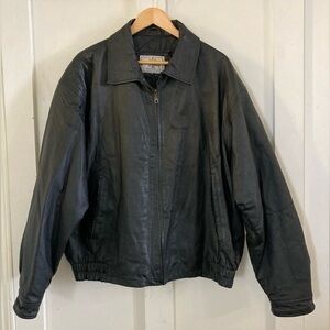 Gino leathers Euro style fundamental fashion black leather coat bomber jacket XL